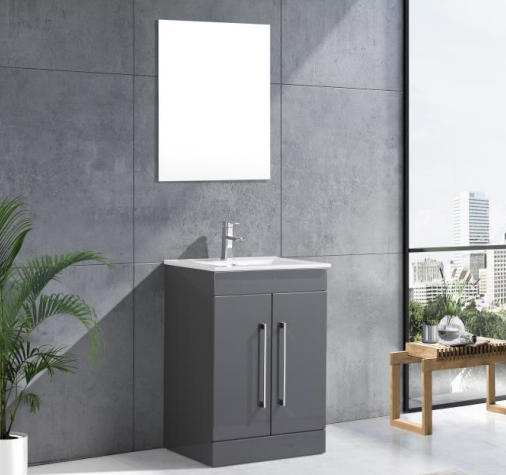 Sienna 600 Grey Gloss Floor Unit & Basin