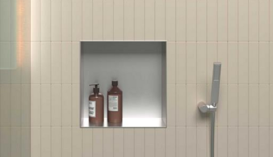 Square Brushed Chrome  Recessed Shelf