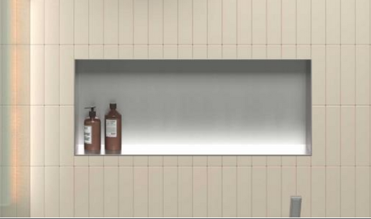 Rectangular Brushed Chrome  Recessed Shelf