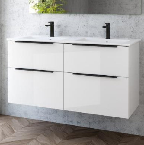 Galsaky 1200 Double White Gloss Wall Unit
