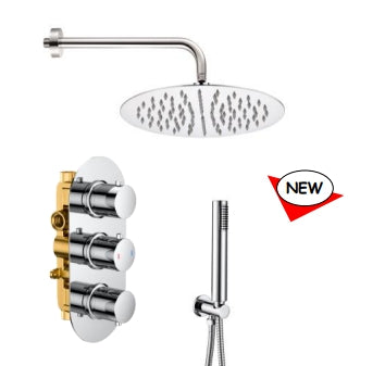 Load image into Gallery viewer, Concealed thermostatic two-way  shower valve pack c/w wall elbow kit
