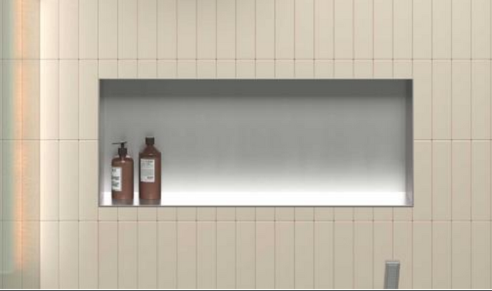 Rectangular Brushed Chrome  Recessed Shelf