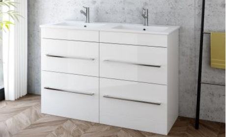 Ikon 1200 White Gloss Double Floor Unit