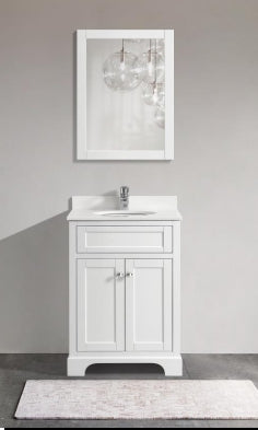 Adare 600mm White Marble Countertop c/w Prefitted Undermounted Basin